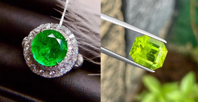 So sánh đá Peridot với Ngọc lục bảo